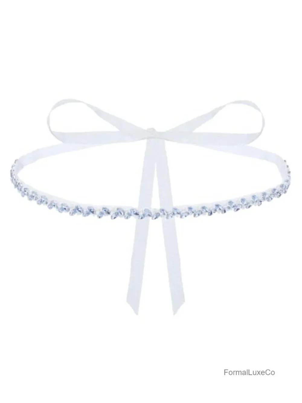 Light Sapphire Rhinestone Crystal Bridal Belt Wedding Sash Evening Gown Accent